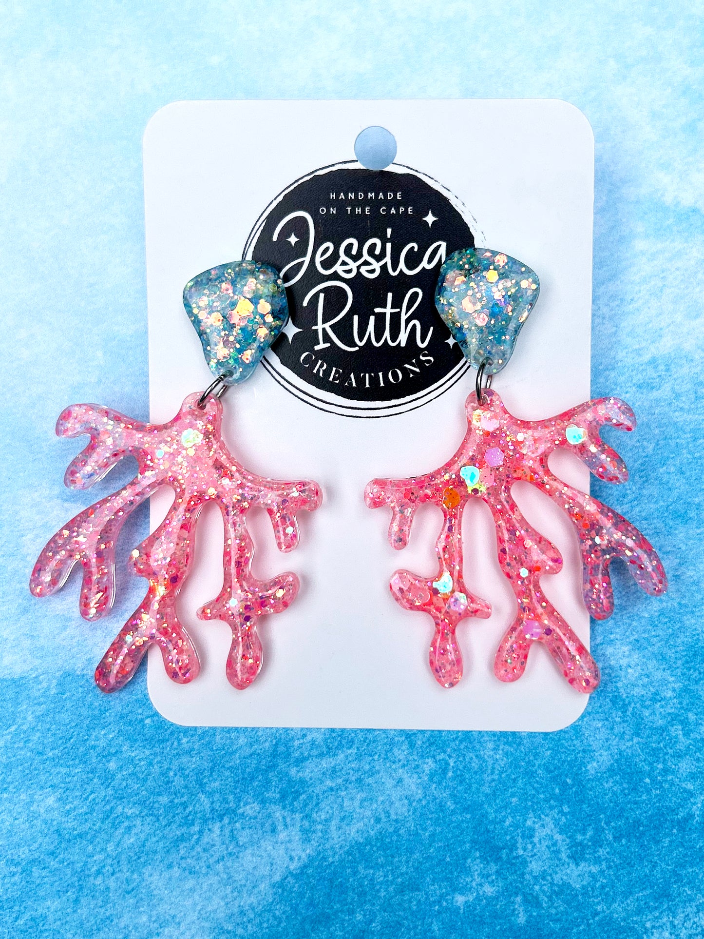 Big Beachy Coral Dangle Earrimgs