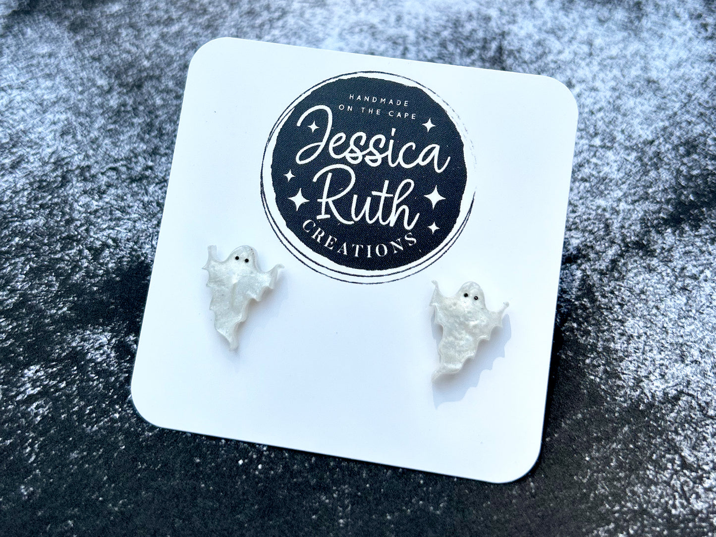 Spooky White Ghost Stud Earrings