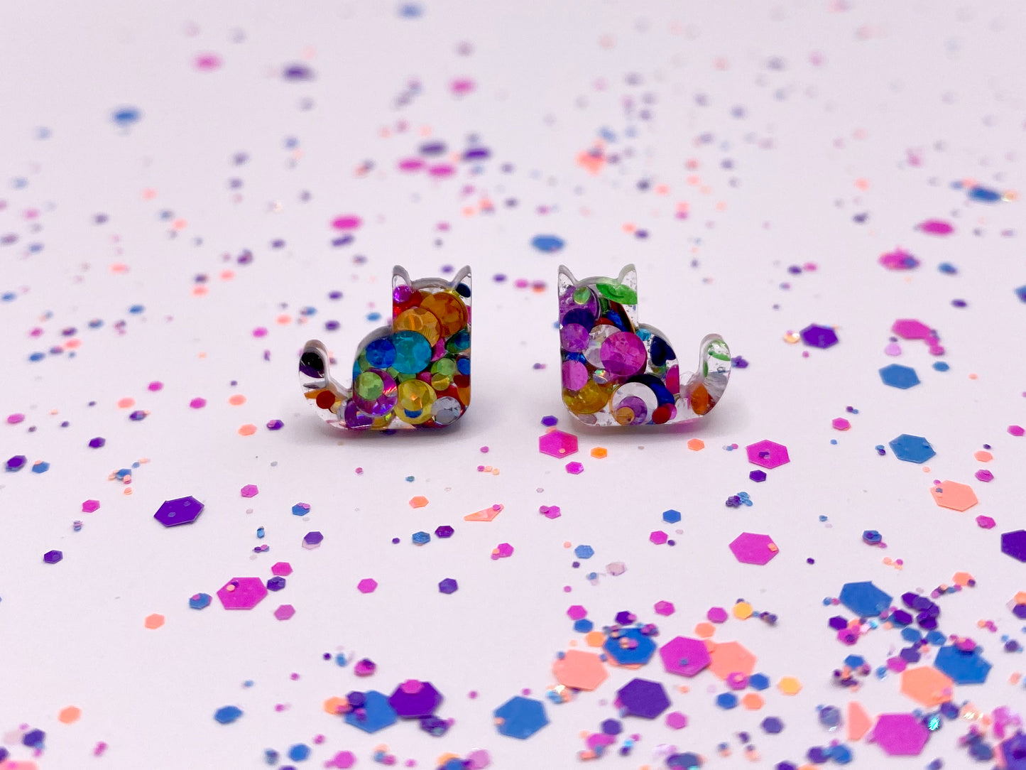 Cute Kitty Cat Stud Earrings - Multiple Colors!