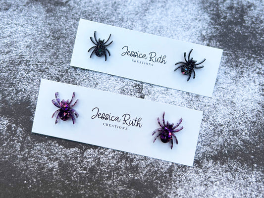 Sparkly Spider Stud Earrings